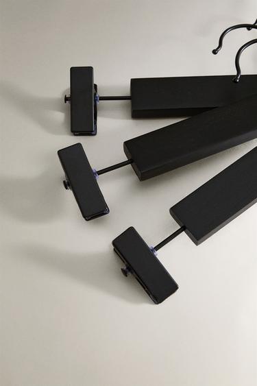 WOODEN SKIRT HANGER (SET OF 3) - Black by Zara - Image 2