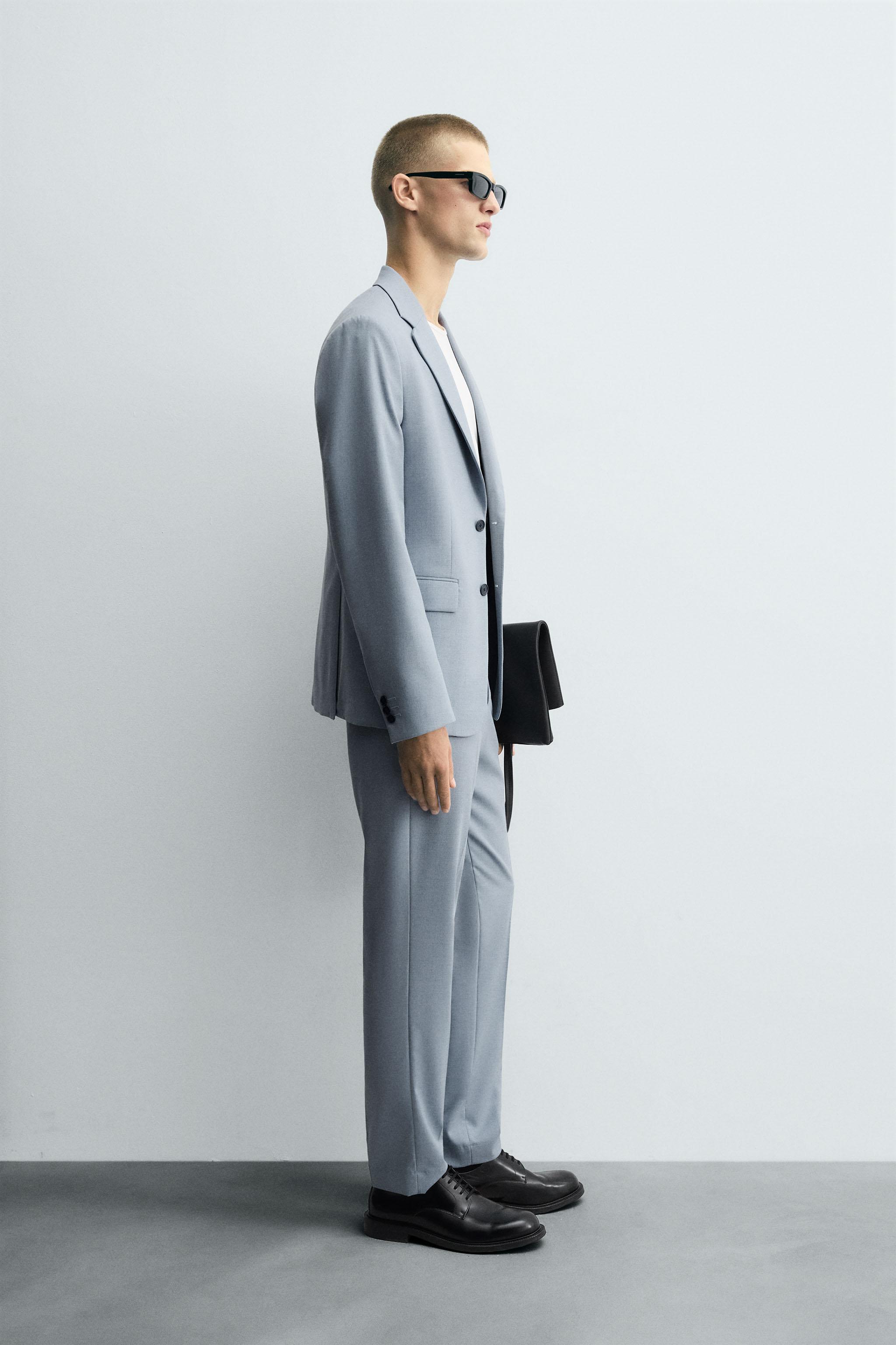 BLAZER TRAJE SLIM FIT Celeste ZARA Chile