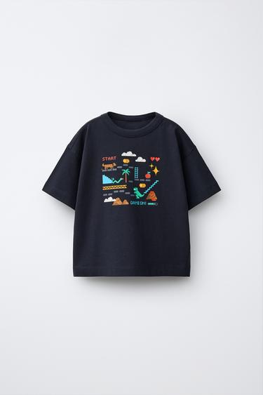 GAMER PIXEL PRINT T-SHIRT - Anthracite grey by Zara