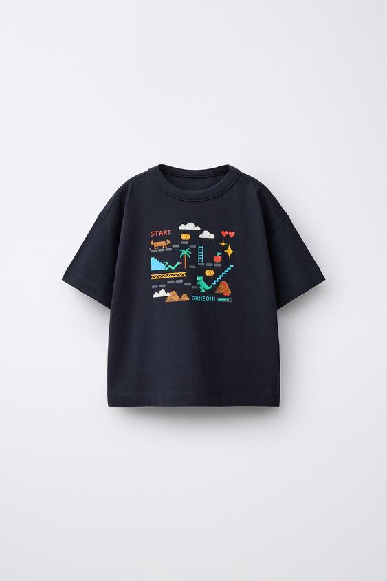 GAMER PIXEL PRINT T-SHIRT - Anthracite grey by Zara - Image 0