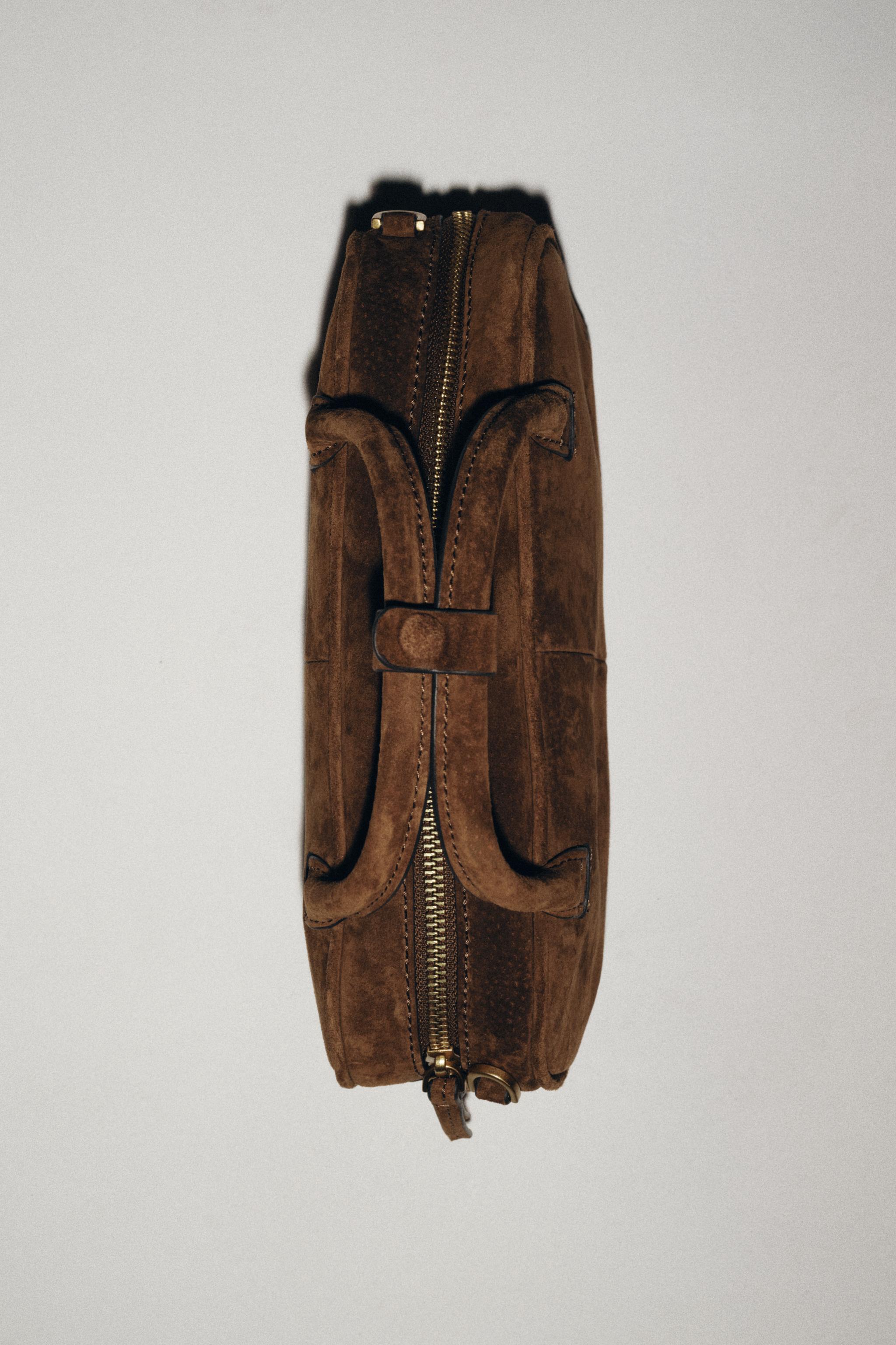 ZARA スプリットスエードミニボストンバッグ　ミニバッグ　ブラウン スプリットスエード ミニボストンバッグ - ブラウン | ZARA