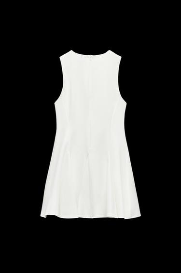 KURZES KLEID MIT SCHLEIFEN UND GODETS - Cremefarben von Zara