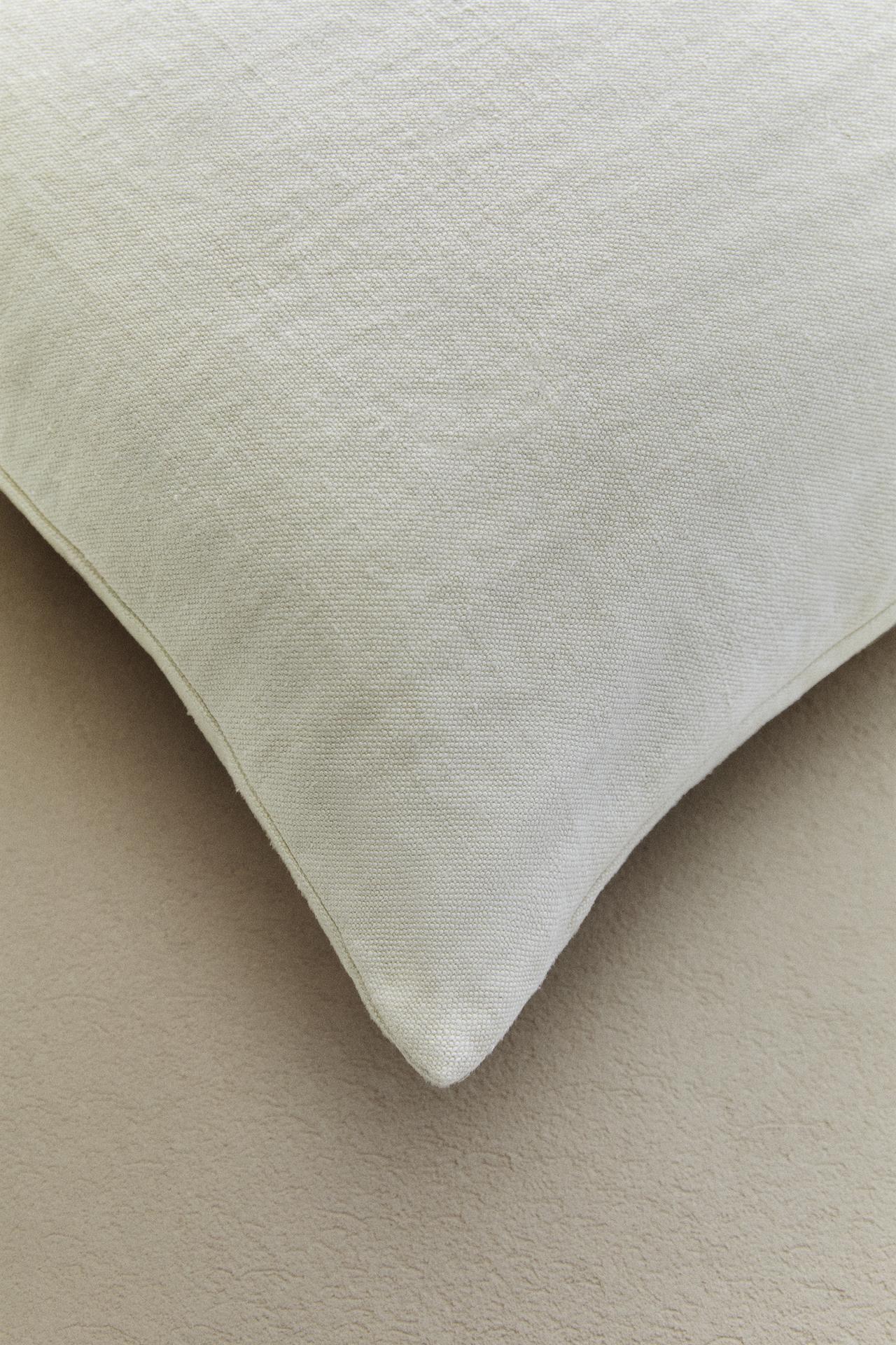 WASHED LINEN CUSHION COVER — Oyster-white