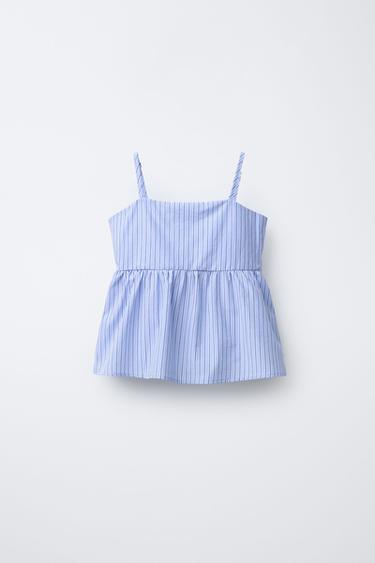 TOP ESTAMPADO RAYAS - Azul de Zara
