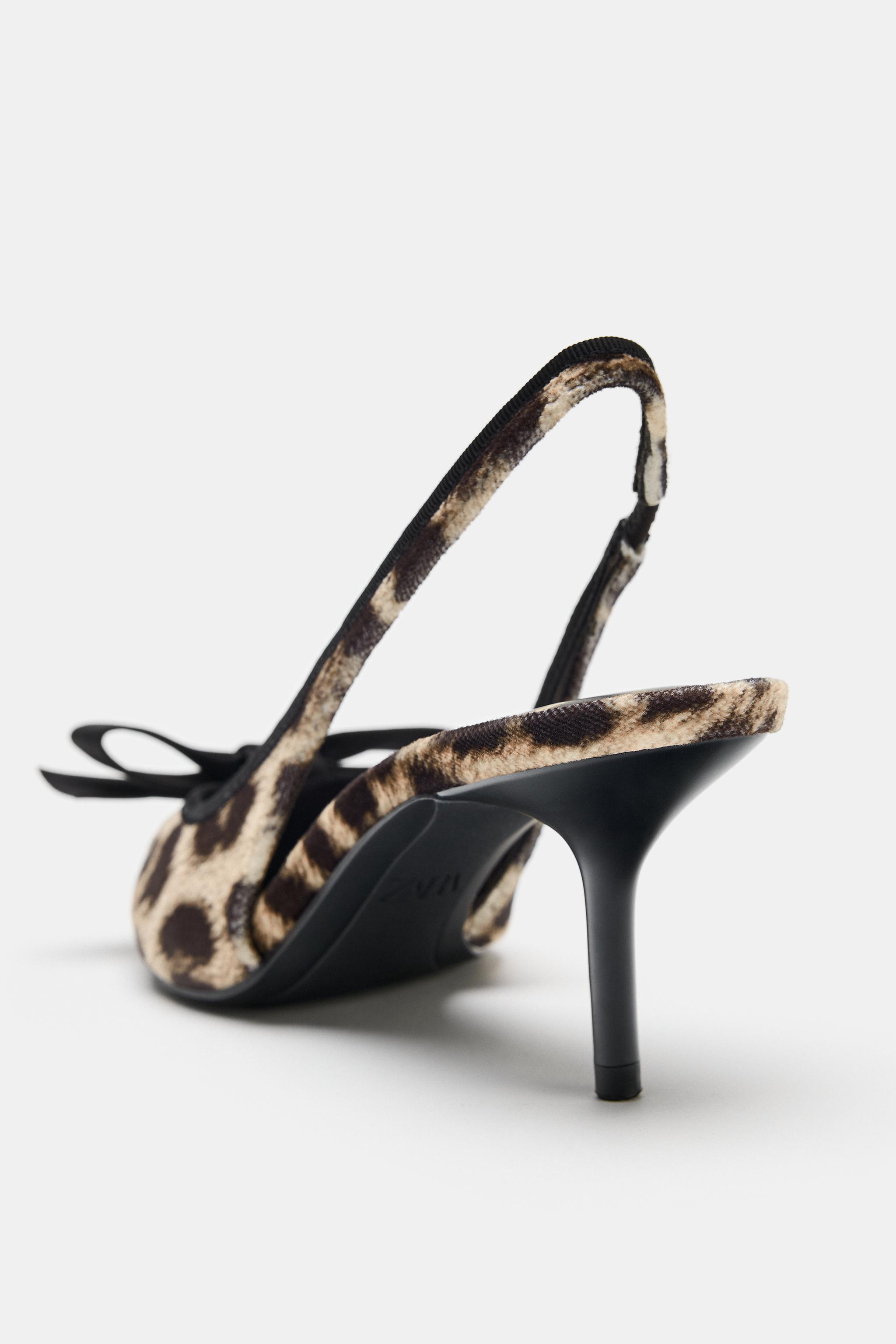 BOW ANIMAL PRINT HEELED SHOES