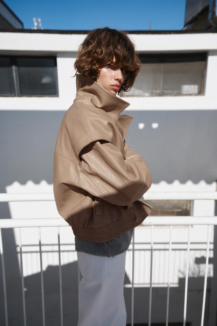 Chaqueta bomber efecto cuero 2
