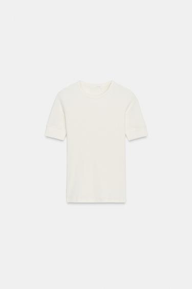 CAMISETA RIB MANGA CORTA - Crudo de Zara