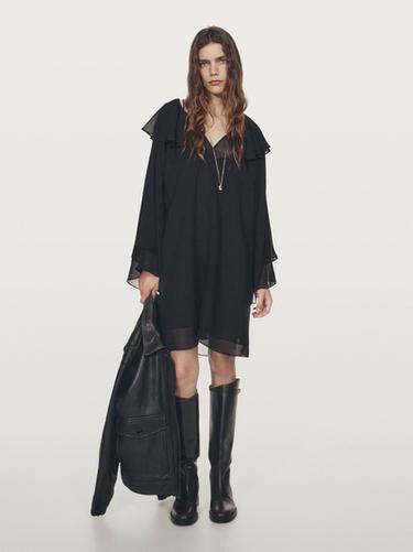 Zara Short ruffled dress - Black