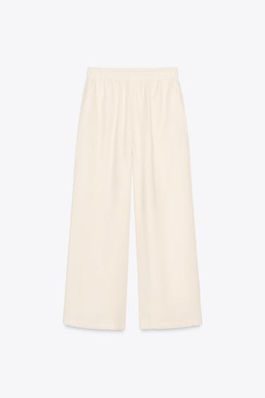 PANTALON LARGE TAILLE ÉLASTIQUE - Crème de Zara - Image 2