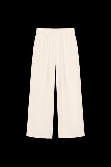 WIDE-LEG TROUSERS WITH ELASTIC WAIST - Cream by Zara - Image 0