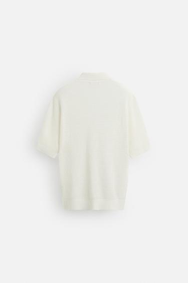 POLO EN MAILLE TEXTURÉE OUVERTE - Blanc de Zara - Image 7