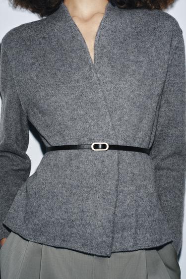 VESTE 100% LAINE AVEC CEINTURE - Gris moyen de Zara - Image 3
