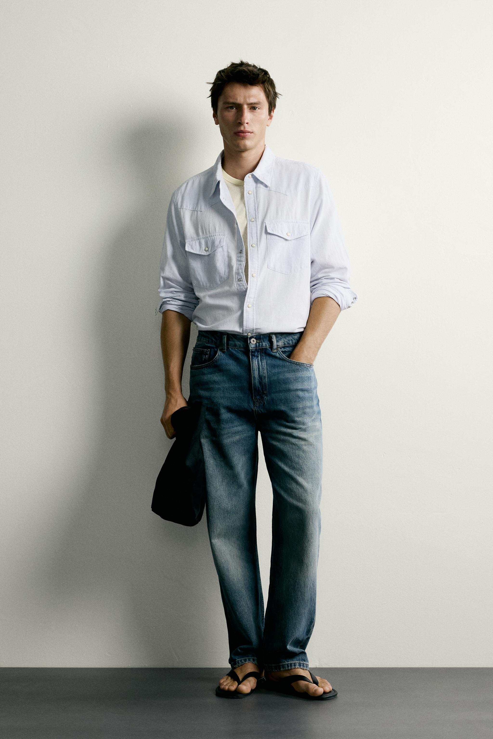 Zara PAMUKLU VE KETEN WESTERN REGULAR FIT GÖMLEK