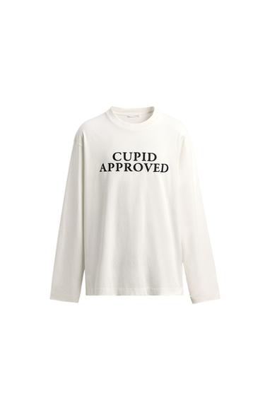 CAMISETA TEXTO CUPIDO - Blanco de Zara
