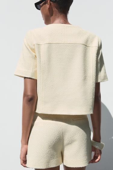 TEXTURED SHORT SLEEVE BLAZER - Printed by Zara - Image 4