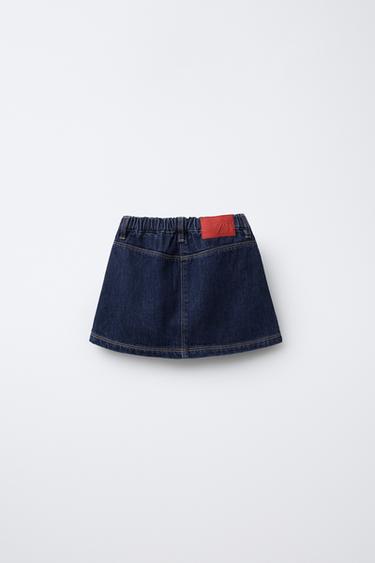 JUPE EN DENIM FLEURS BRODÉES - Bleu de Zara - Image 1