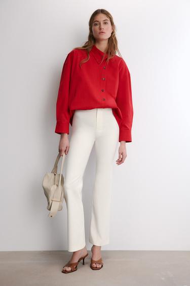 Zara HIGH COLLAR WRAP SHIRT - Red