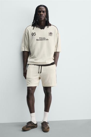CONTRAST RETRO FOOTBALL BERMUDA SHORTS - Oyster-white by Zara - Image 5