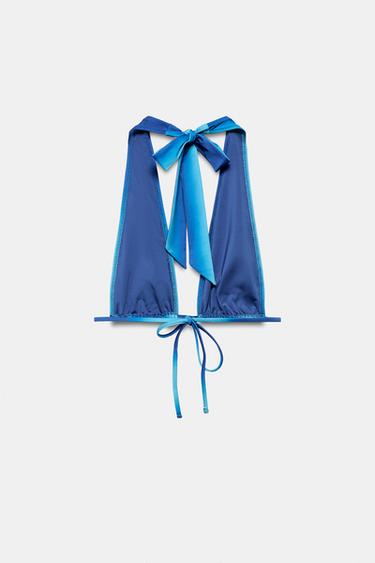 PRINTED TRIANGLE BIKINI TOP - Blue by Zara - Image 5