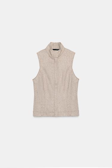 SLEEVELESS HIGH NECK TOP - camel by Zara