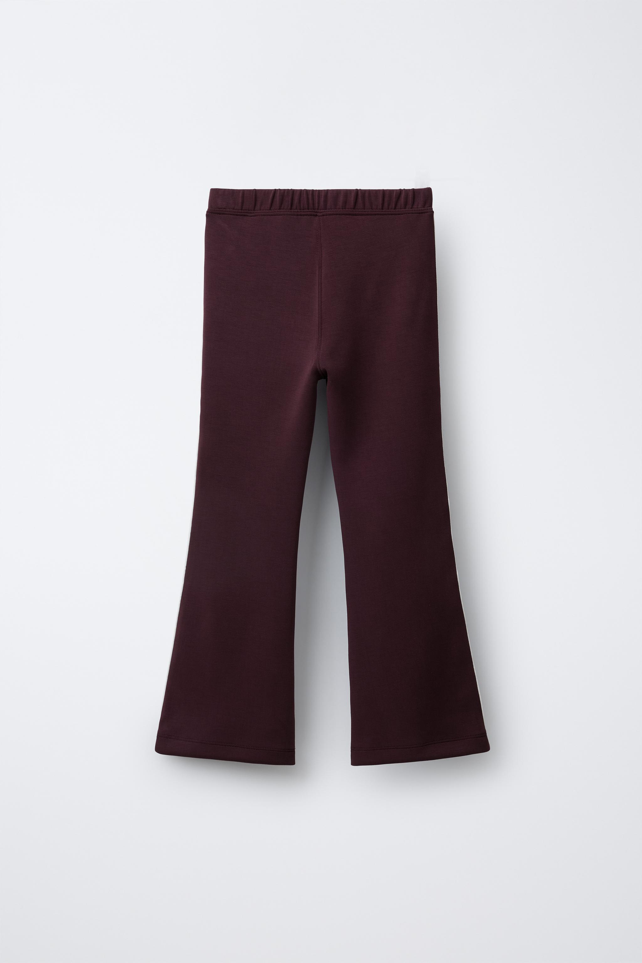 FLARE PANTS WITH MODAL CONTRAST PIPING - Plum | ZARA Canada