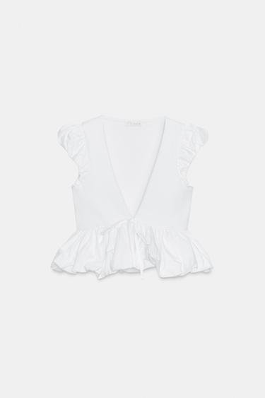 T-SHIRT NŒUD BIMATIÈRE - Blanc de Zara - Image 5