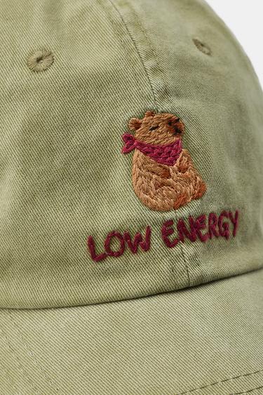 CASQUETTE EN SERGE BRODÉE CAPYBARA - Kaki clair de Zara - Image 3
