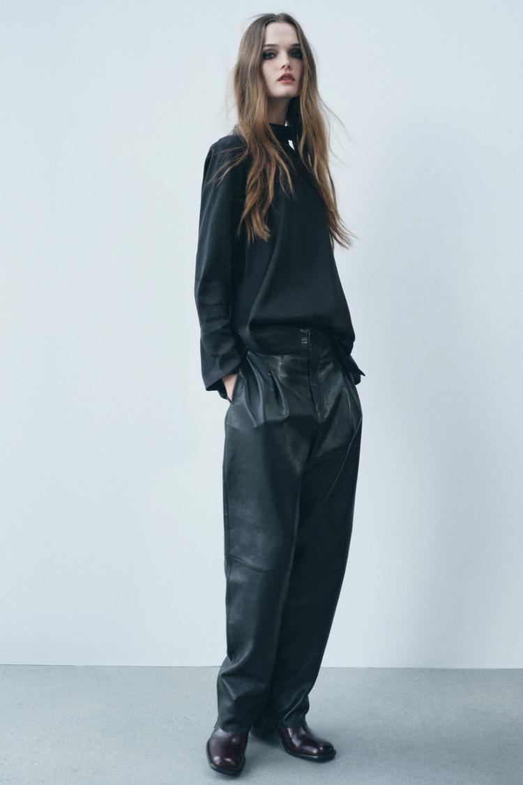 ZW COLLECTION レザー バルーンパンツ - ブラック | ZARA Japan / 日本