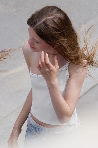 Zara ASYMMETRIC BUCKLE TOP - White
