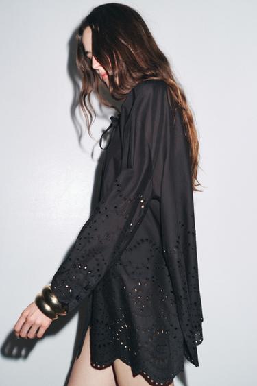 ZW COLLECTION EMBROIDERED BLOUSE - Black by Zara - Image 2