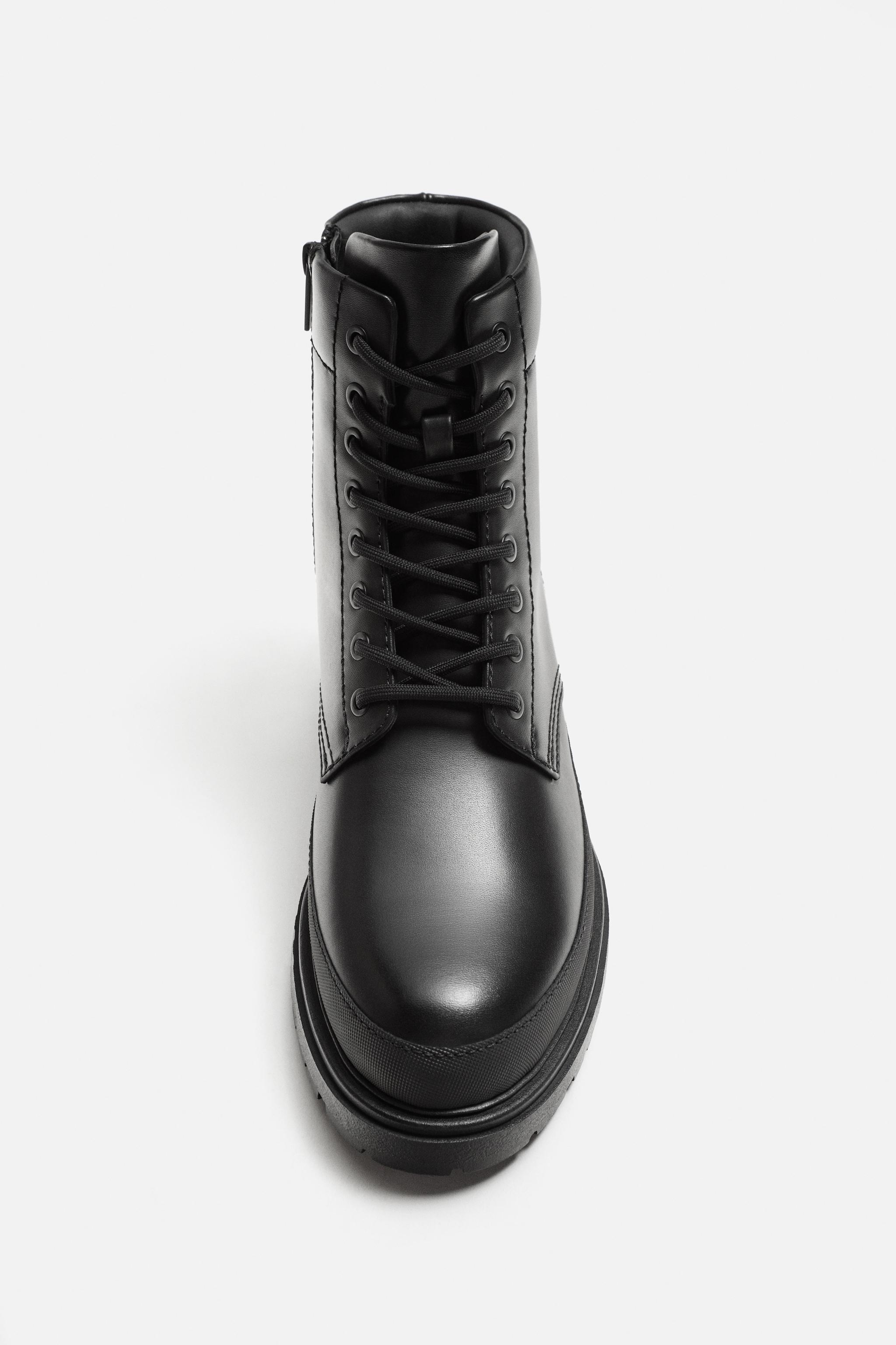 LACE-UP BOOTS WITH TRACK SOLE - Black | ZARA India