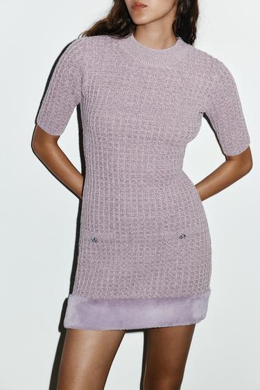 TEXTURED FAUX FUR DRESS - Purple by Zara