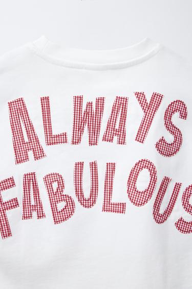 T-SHIRT À PIÈCE À CARREAUX VICHY - Blanc de Zara - Image 3