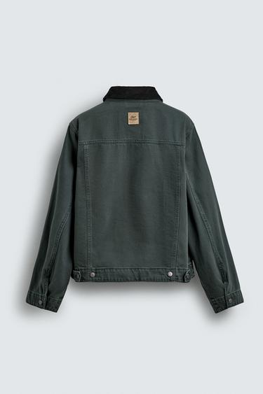 BLOUSON DÉLAVÉ COL BIMATIÈRE - Vert bouteille de Zara - Image 8