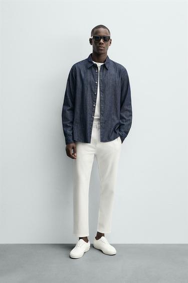 CHINO NOHAVICE S TEXTÚROU COMFORT - Biela zn. Zara