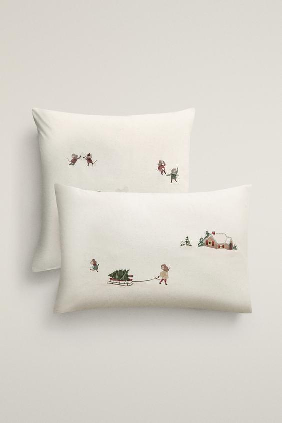 Zara KIDS COTTON CHRISTMAS PILLOWCASE (200 THREAD COUNT) - Multicolored - Image 0