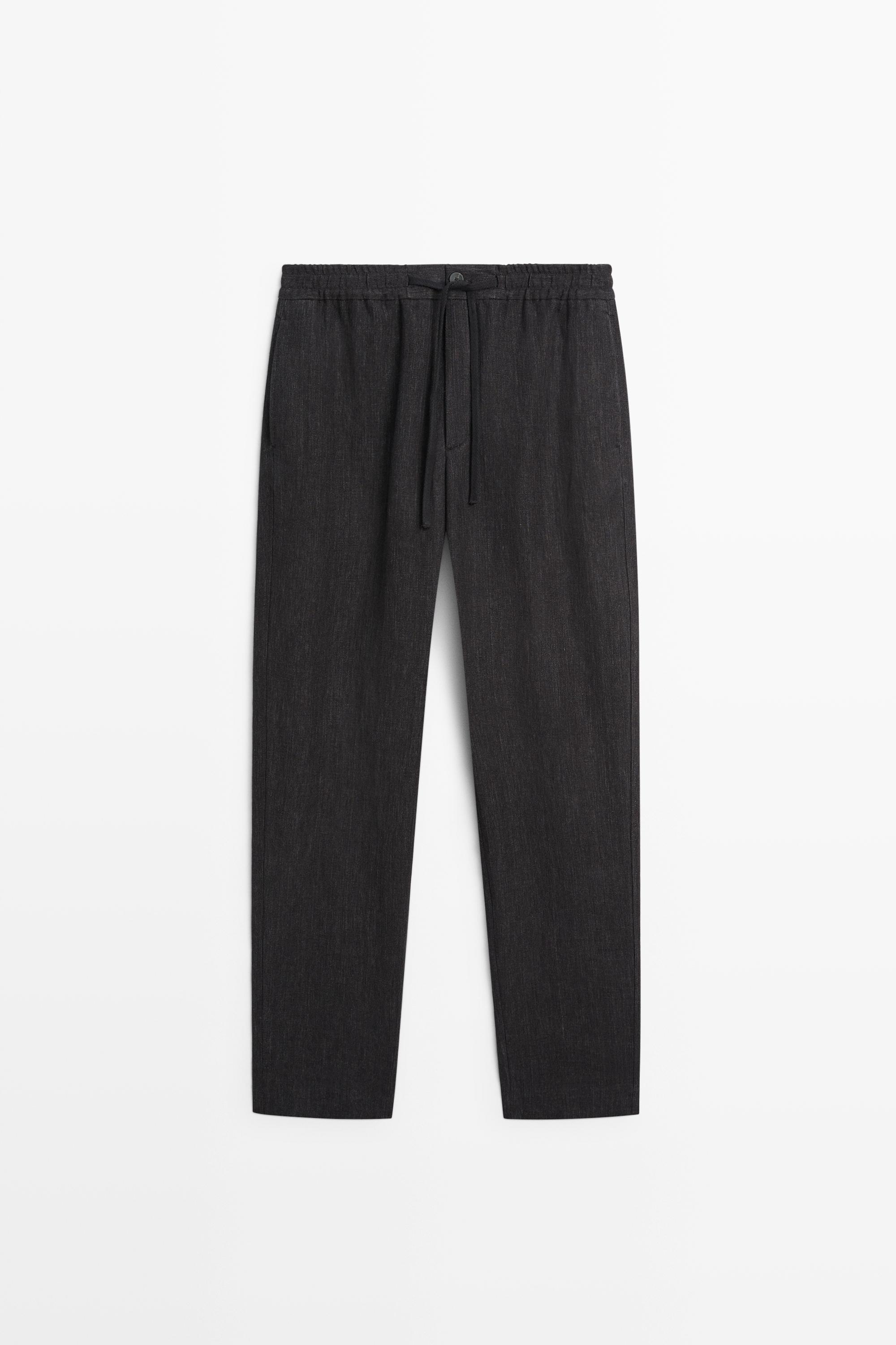 Linen jogger-fit pants total look