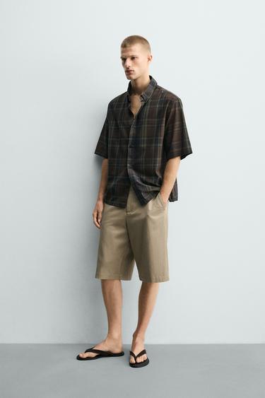 REGULAR FIT CHECK SHIRT - Brown by Zara - Image 3