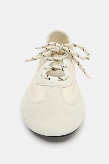 CONTRAST SPORTS BALLET FLATS - White by Zara - Image 2
