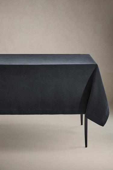 COLOURED HEAVY-LINEN TABLECLOTH - Blue by Zara