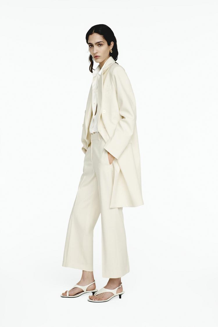 ZW COLLECTION ハイウエストクロップドパンツ - オフホワイト | ZARA 