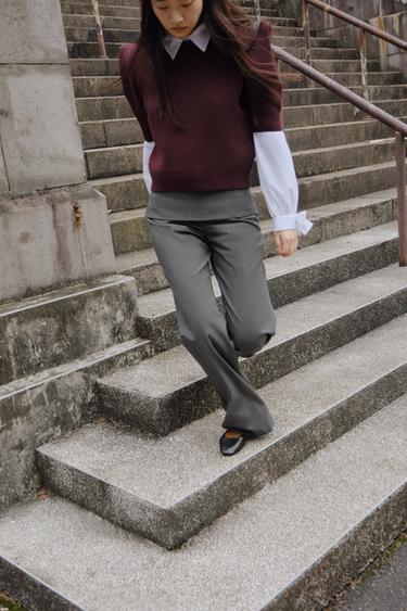 БРЮКИ С НАКЛАДНОЙ ТАЛИЕЙ — ТЕМНО-СЕРЫЙ от Zara