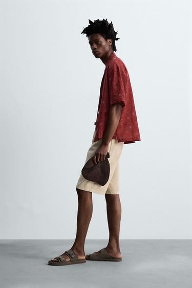 FLORAL TEXTURED SHIRT © OTIS KWAME KYE QUAICOE - Burgundy by Zara - Image 3