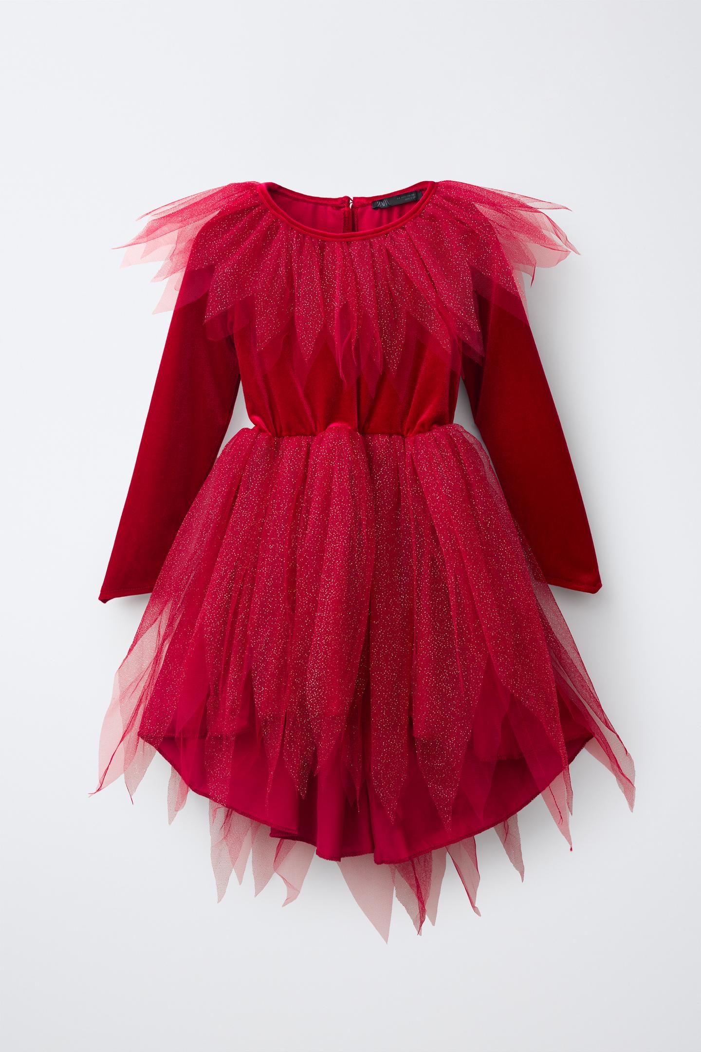 Детское платье Zara Glitter Tulle Devil Dress Costume, цвет: Красный — фото 1