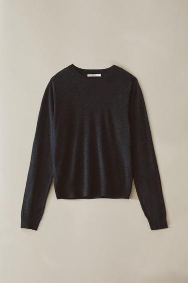 WOOL AND SILK SWEATER - Grey by Zara - Image 4