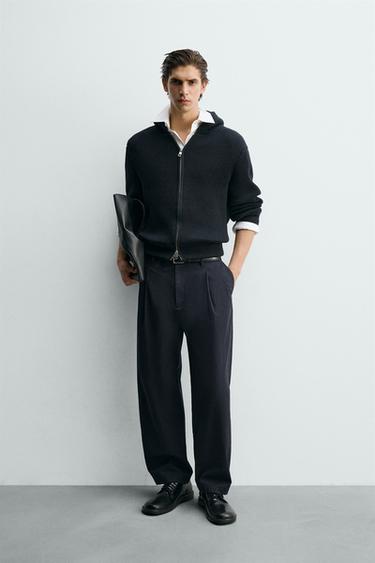 PLEATED RELAXED FIT TROUSERS - Dark navy by Zara