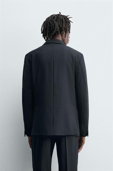 100% WOOL SUIT BLAZER - Navy blue by Zara - Image 2