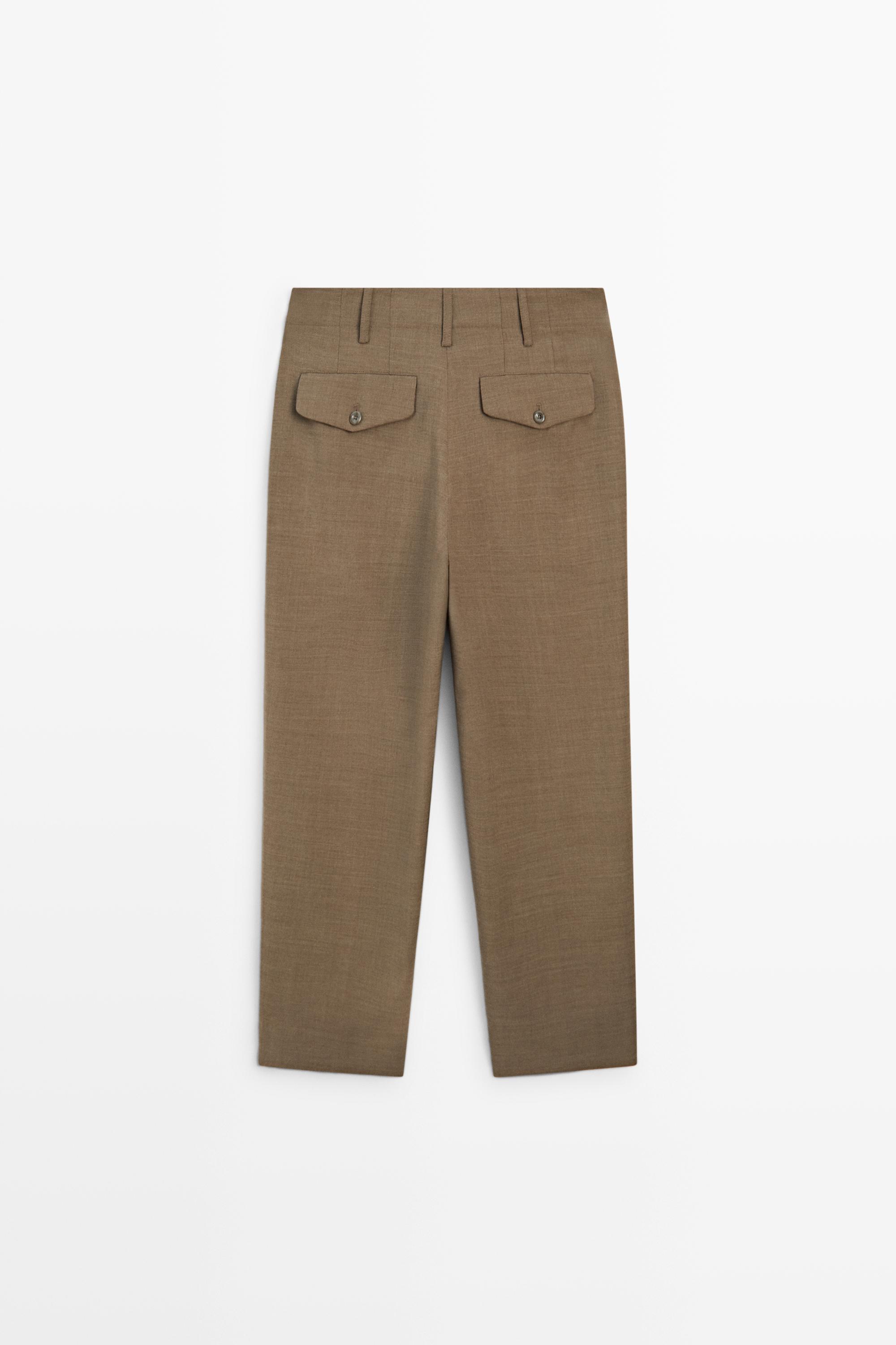 100% Wool Melange Suit Pants