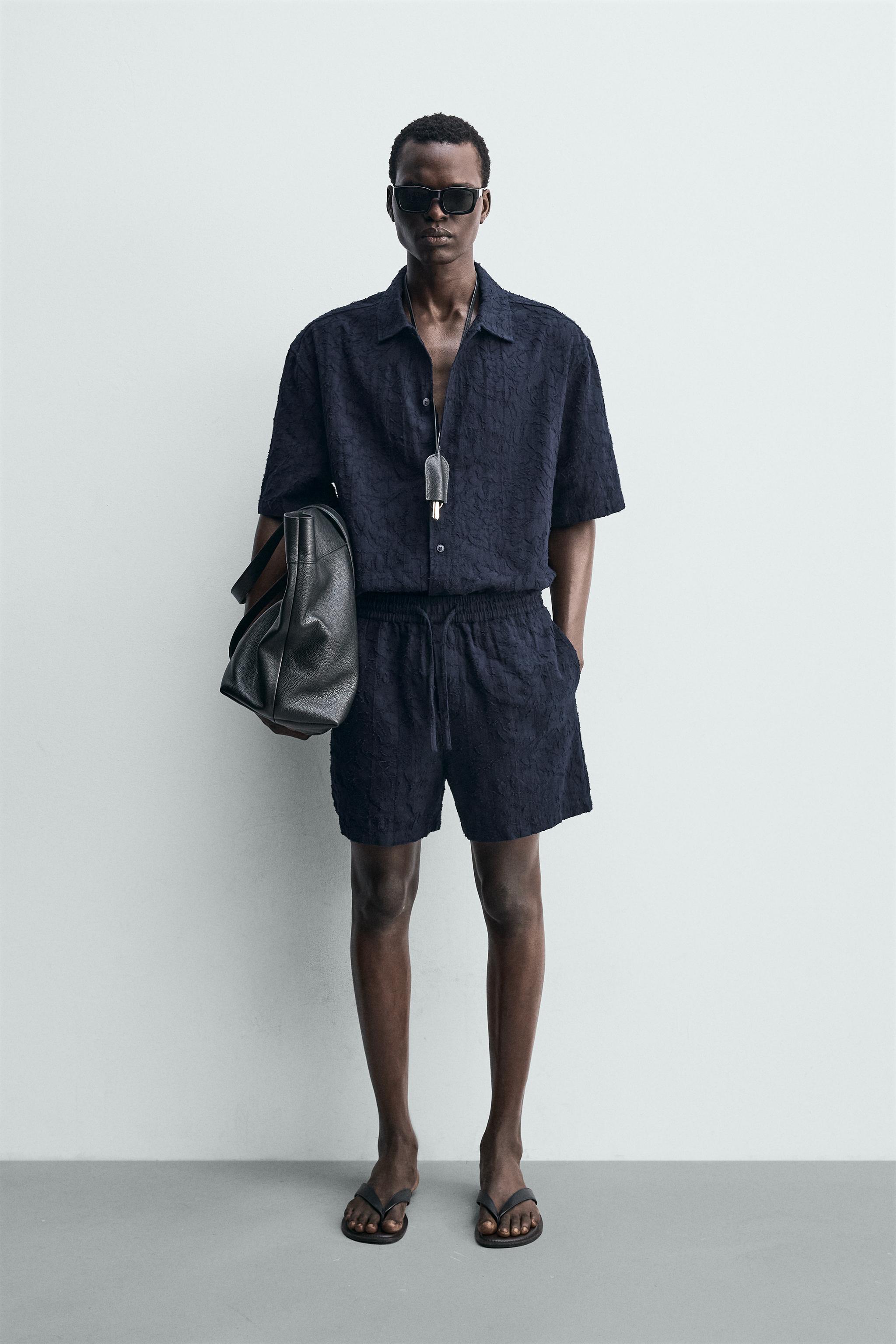TEXTURED JACQUARD SHIRT - Navy blue | ZARA United States