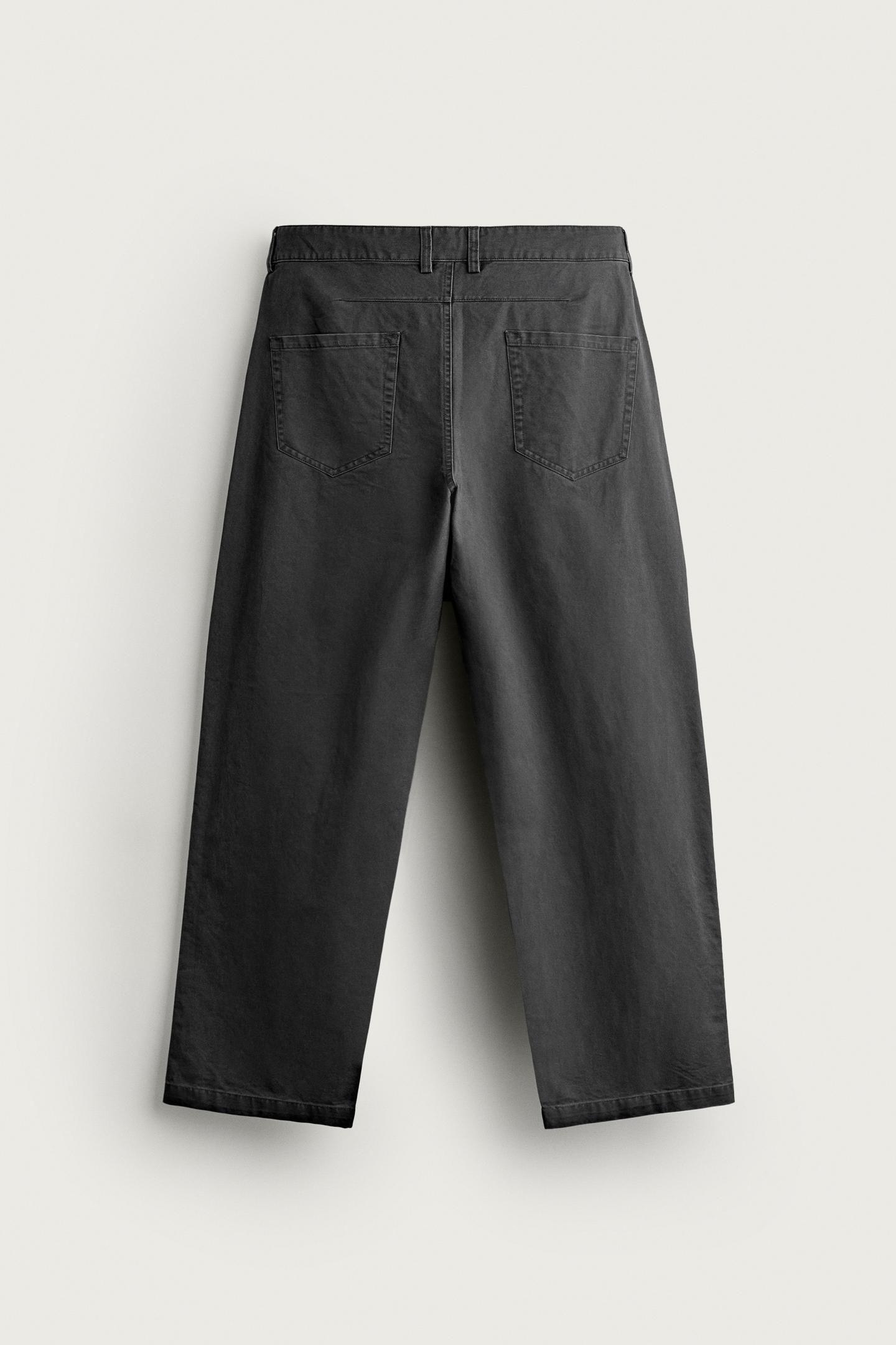 Мужские брюки Zara Washed Straight-Fit Chino, цвет: Серый — фото 8